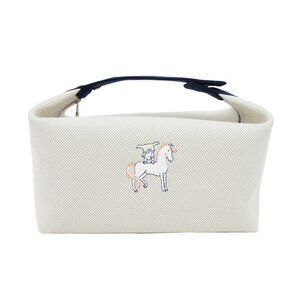 Hermes Brid-a-brac GM Gabriel Gripere Bleu Nattier Toile Ash Silver Pouch